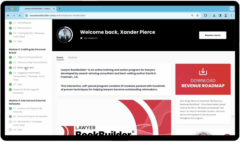 Lawyer BookBuilder platform dashboard preview