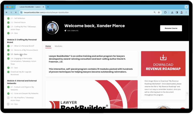 Lawyer BookBuilder platform dashboard preview